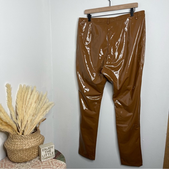 Adidas X Ivy Park Brown Latex Faux Leather Pants Yeezy Beyoncé Size XL NWT - Picture 5 of 16